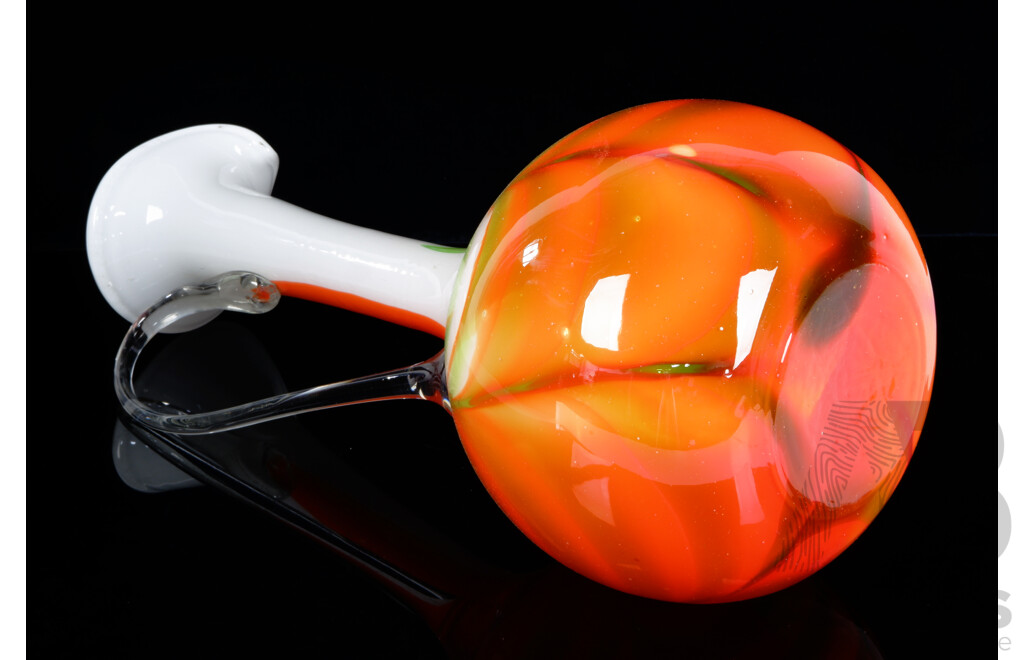 Retro Italian Hand Blown Glass Pitcher with Internal Swirl Detail