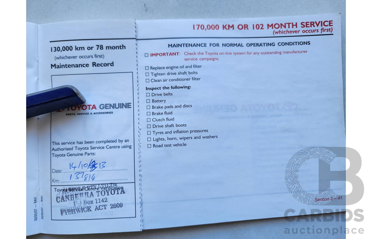 3/2008 Toyota Rav4 CV (4x4) ACA33R 4d Wagon Black 2.4L