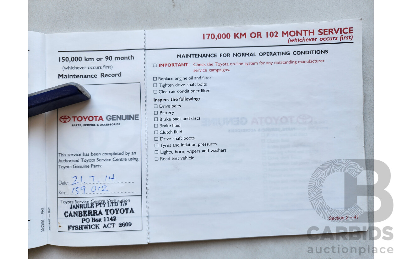 3/2008 Toyota Rav4 CV (4x4) ACA33R 4d Wagon Black 2.4L