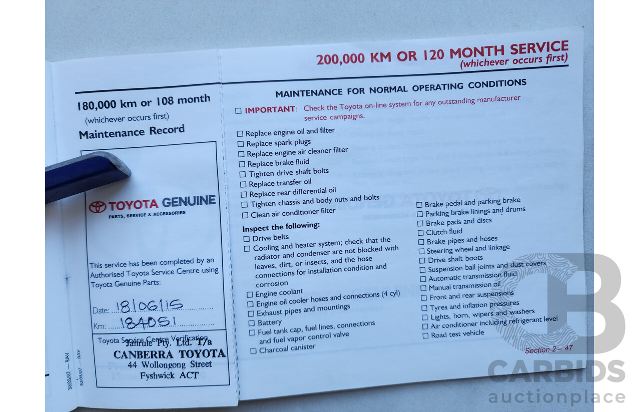 3/2008 Toyota Rav4 CV (4x4) ACA33R 4d Wagon Black 2.4L