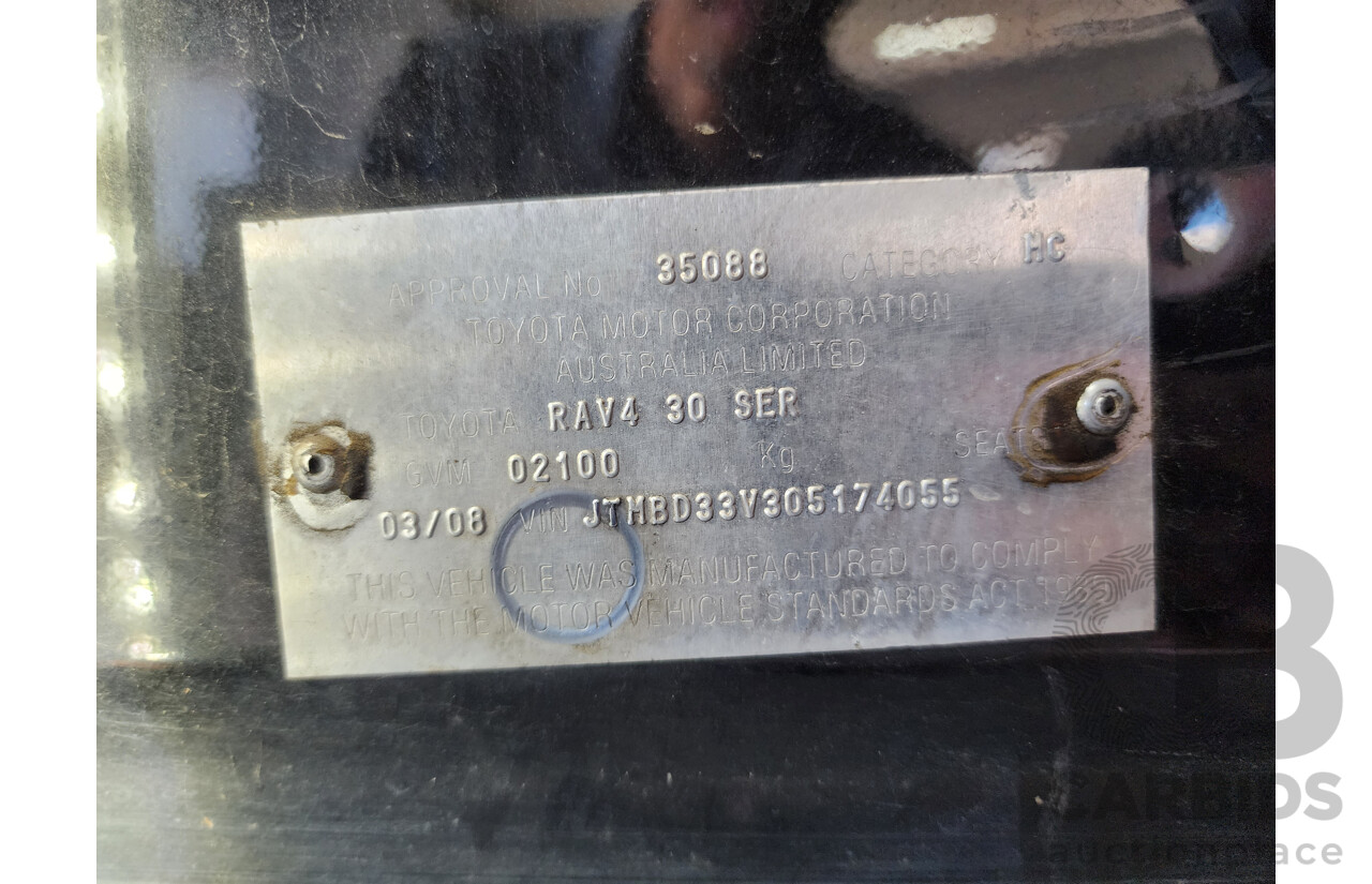 3/2008 Toyota Rav4 CV (4x4) ACA33R 4d Wagon Black 2.4L