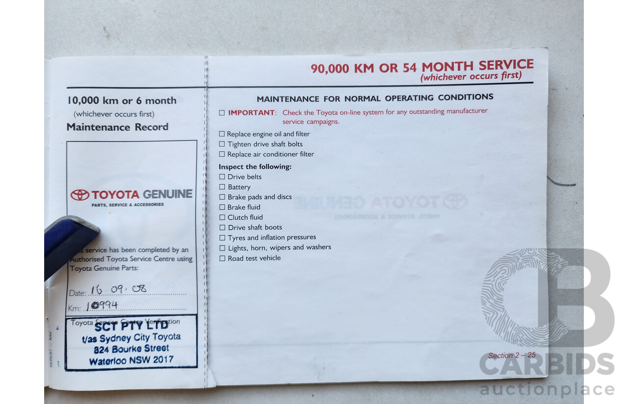 3/2008 Toyota Rav4 CV (4x4) ACA33R 4d Wagon Black 2.4L