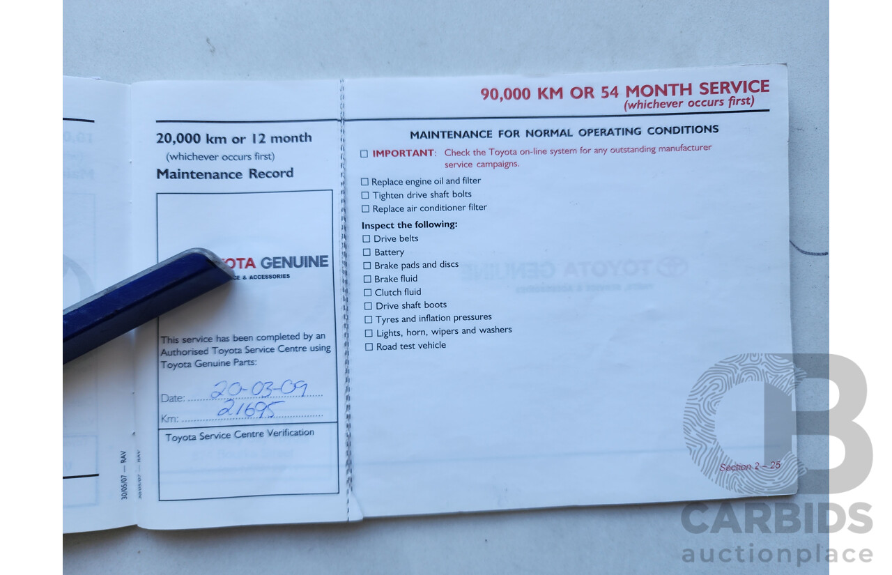 3/2008 Toyota Rav4 CV (4x4) ACA33R 4d Wagon Black 2.4L