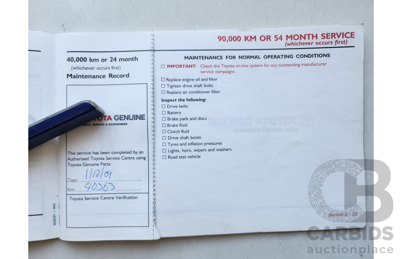 3/2008 Toyota Rav4 CV (4x4) ACA33R 4d Wagon Black 2.4L