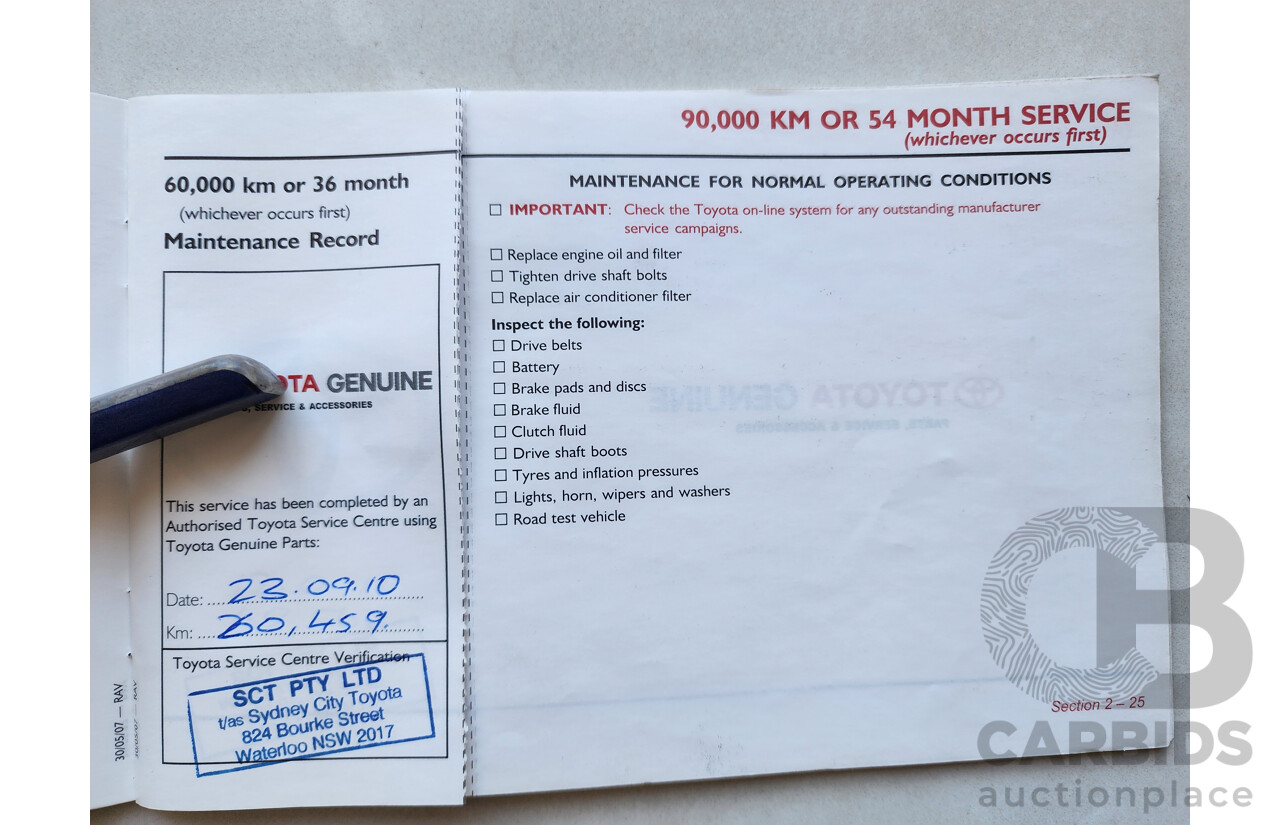 3/2008 Toyota Rav4 CV (4x4) ACA33R 4d Wagon Black 2.4L