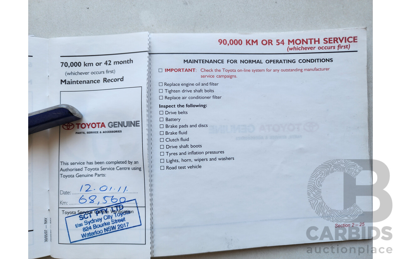 3/2008 Toyota Rav4 CV (4x4) ACA33R 4d Wagon Black 2.4L