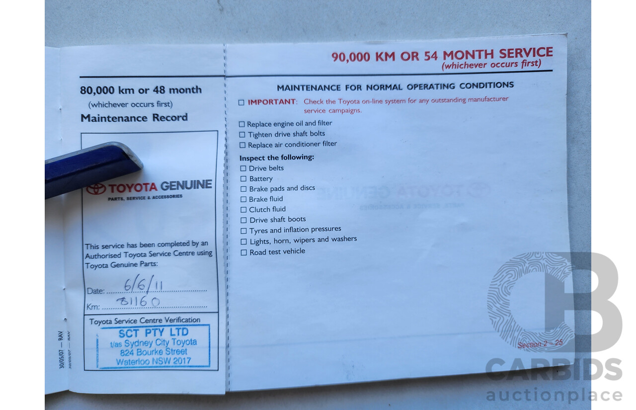 3/2008 Toyota Rav4 CV (4x4) ACA33R 4d Wagon Black 2.4L