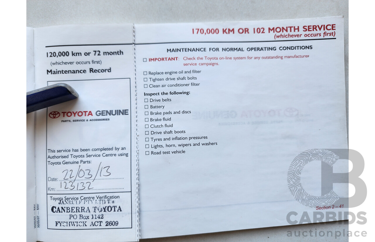 3/2008 Toyota Rav4 CV (4x4) ACA33R 4d Wagon Black 2.4L