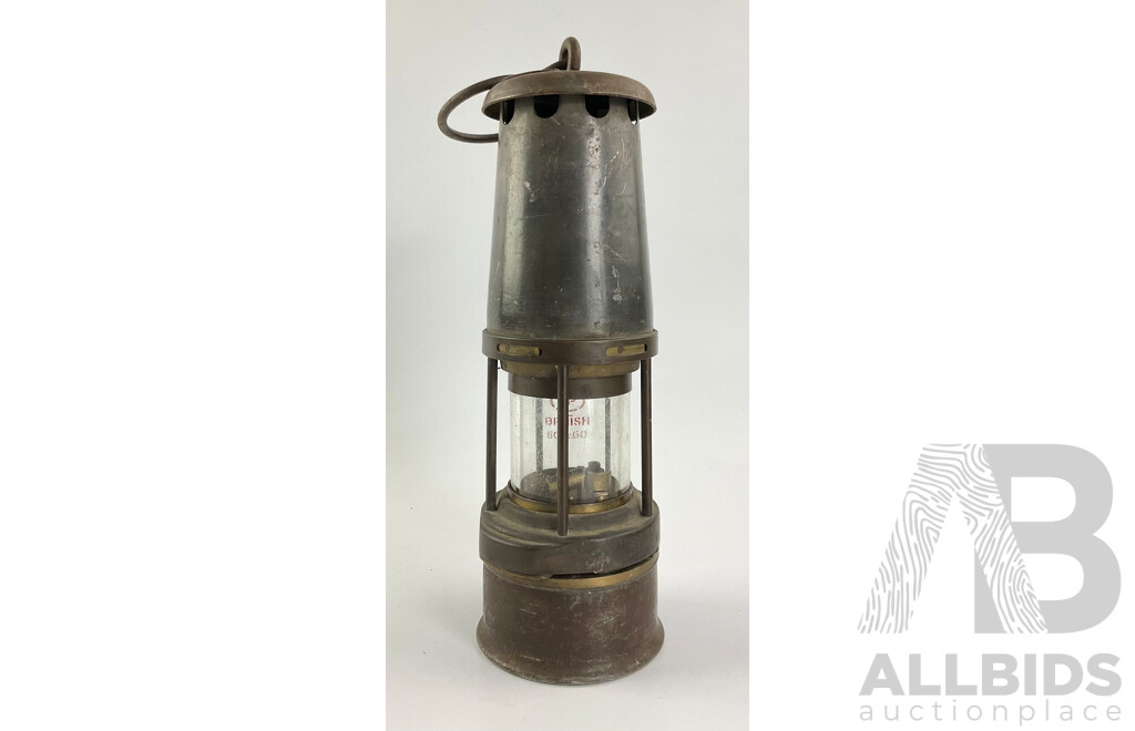Vintage 'The Wolf' Safety Lamp Co Number Seven Miners Lamp, Made in England