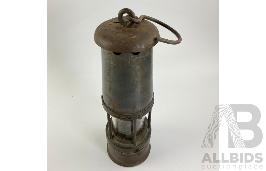 Vintage 'The Wolf' Safety Lamp Co Number Seven Miners Lamp, Made in England