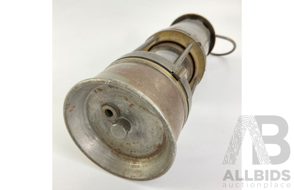 Vintage 'The Wolf' Safety Lamp Co Number Seven Miners Lamp, Made in England