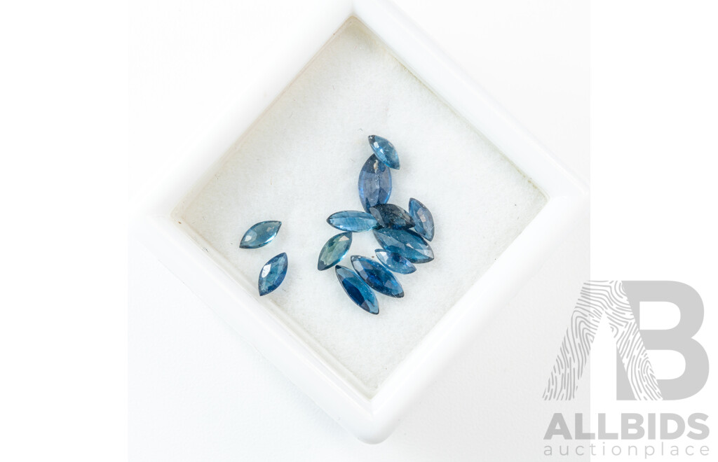 Australian Blue Sapphires, (12) Unset Marquise Cut Mid Blue Gemstones, 1.70CT