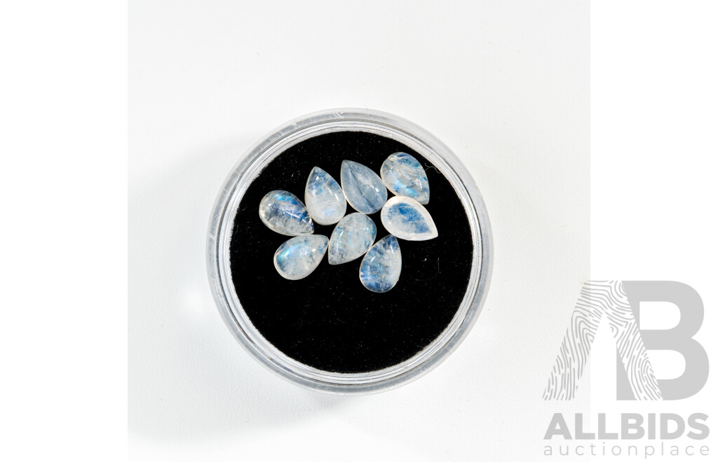 Moonstone, (8) Unset Pear Shaped Cabochon Gemstones, 4.05CT