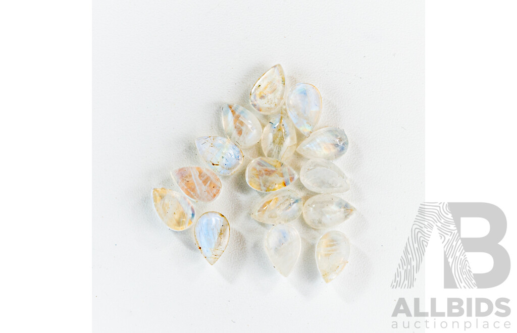 Moonstone (15) Unset Pear Shaped Cabochon Gemstones, 7.55CT