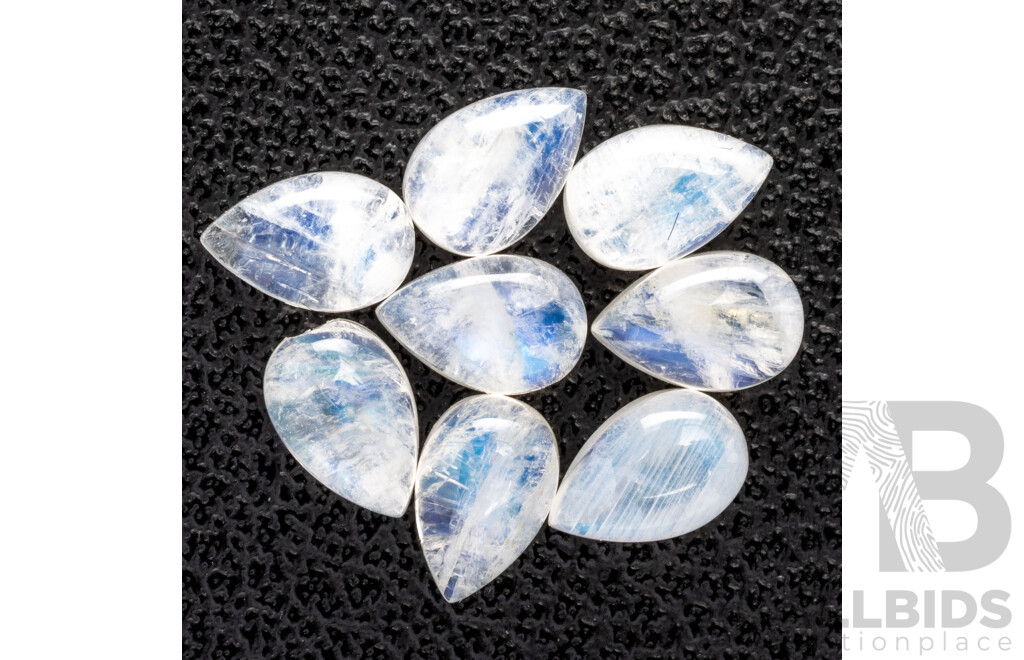 Moonstone, (8) Natural Unset Pear Cabochons, 4.05ct
