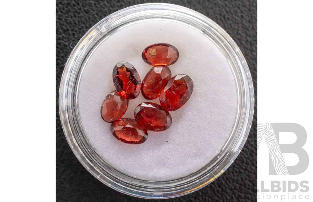 Garnet, (7) Natural Unset Oval Cut Gemstones, 3.35ct