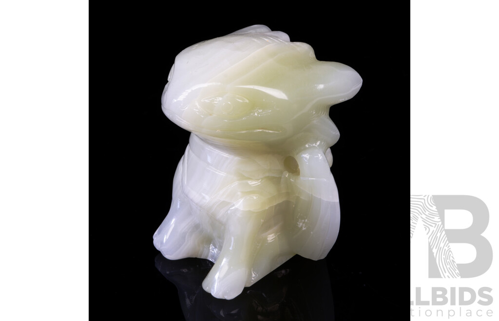 Carved Banded Onyx Polished Stone Toothless Baby Dragon Figure