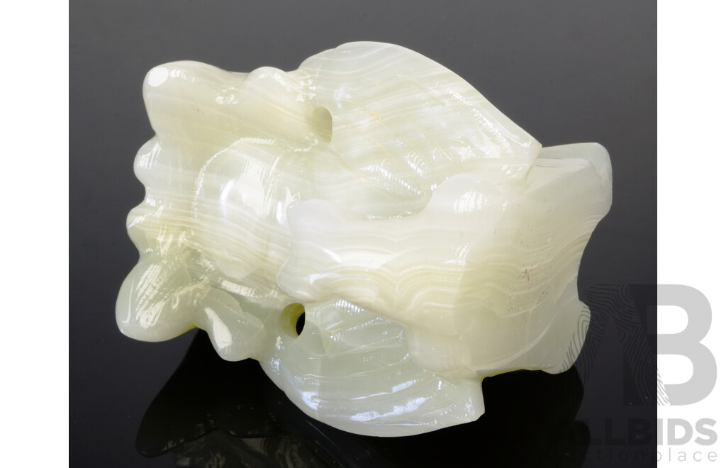 Carved Banded Onyx Polished Stone Toothless Baby Dragon Figure