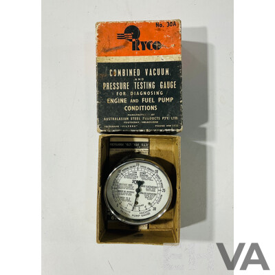 Vintage Repco Cylinder Compression Gauge and Ryco Combined Vacuum Pressure Testing Gauge