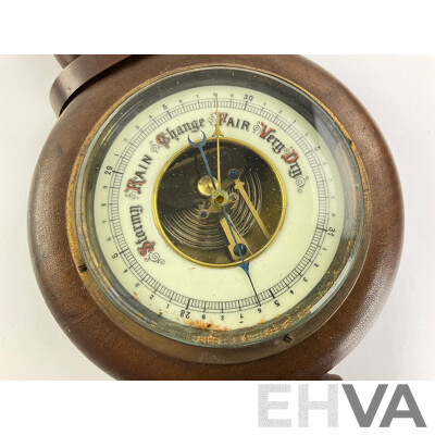 Vintage Lufft Wall Barometer/Thermometer with Turned Finials