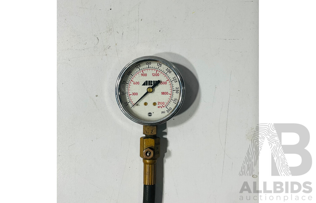 Vintage Automotive USG Cylinder Compression Gauge and Bastian Blessing Co Ounces per Square Inch Gauge, Both Made in USA