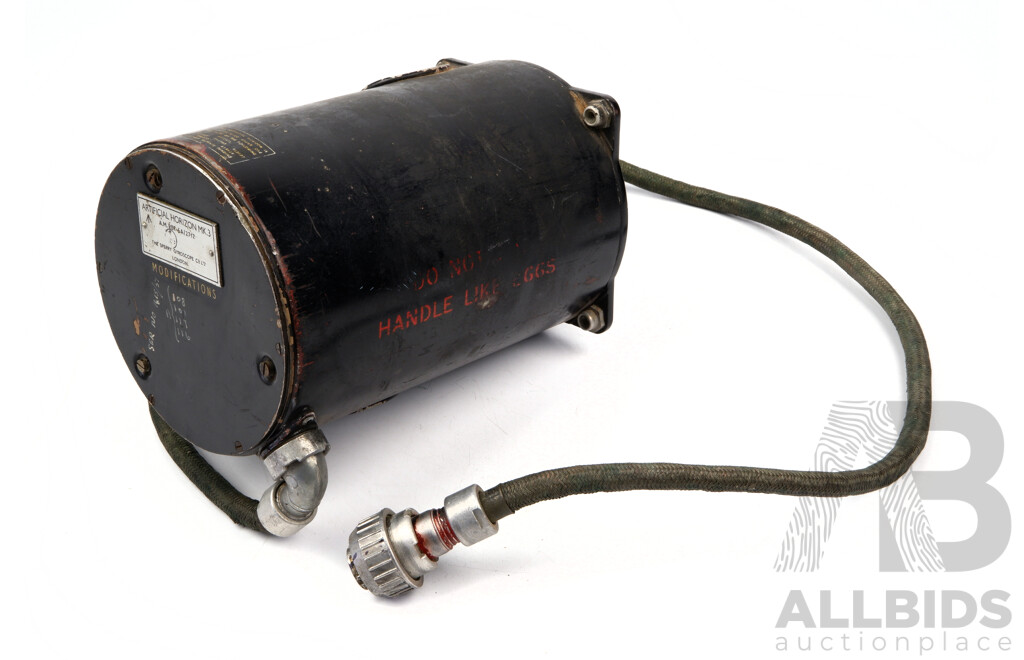 Vintage British Defence Forces Artificial Horizon Aviation Gyroscope