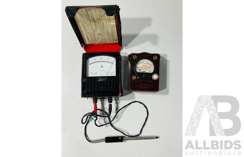Vintage Synchrotac Nobel Blast O Meter and RKC Tempreture Meter with Probe