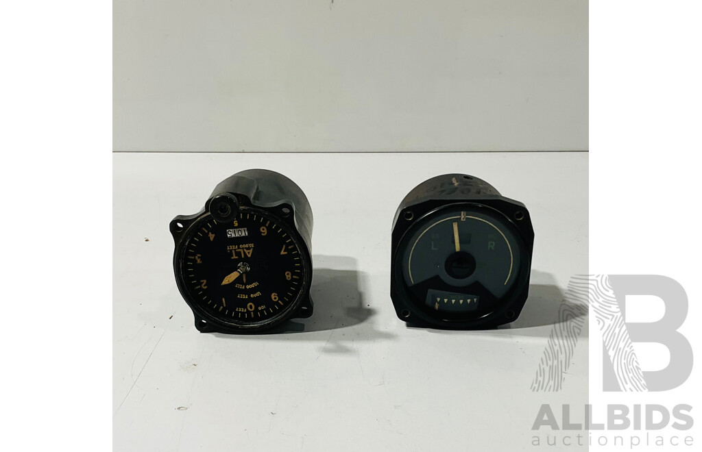 Vintage Aviation Altitude Meter and Defence Force Drectional Indicator