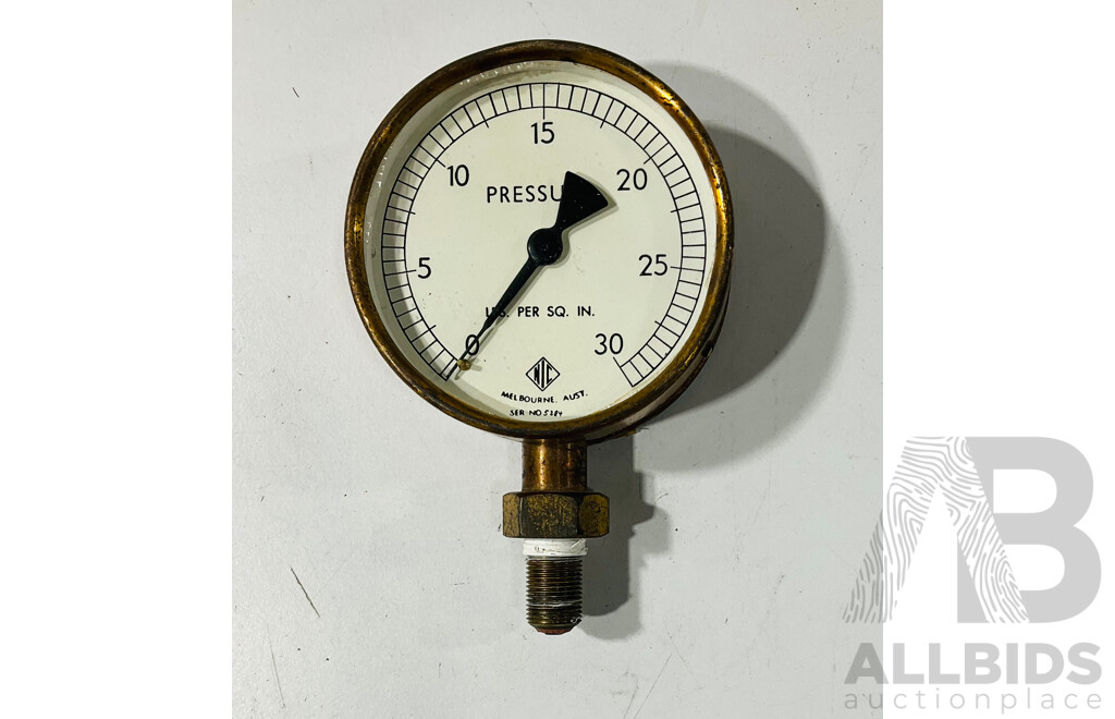 Three Vintage Australian Gauges Including Master Instruments Volt Meter, NIC Pressure, Floyd Pressure