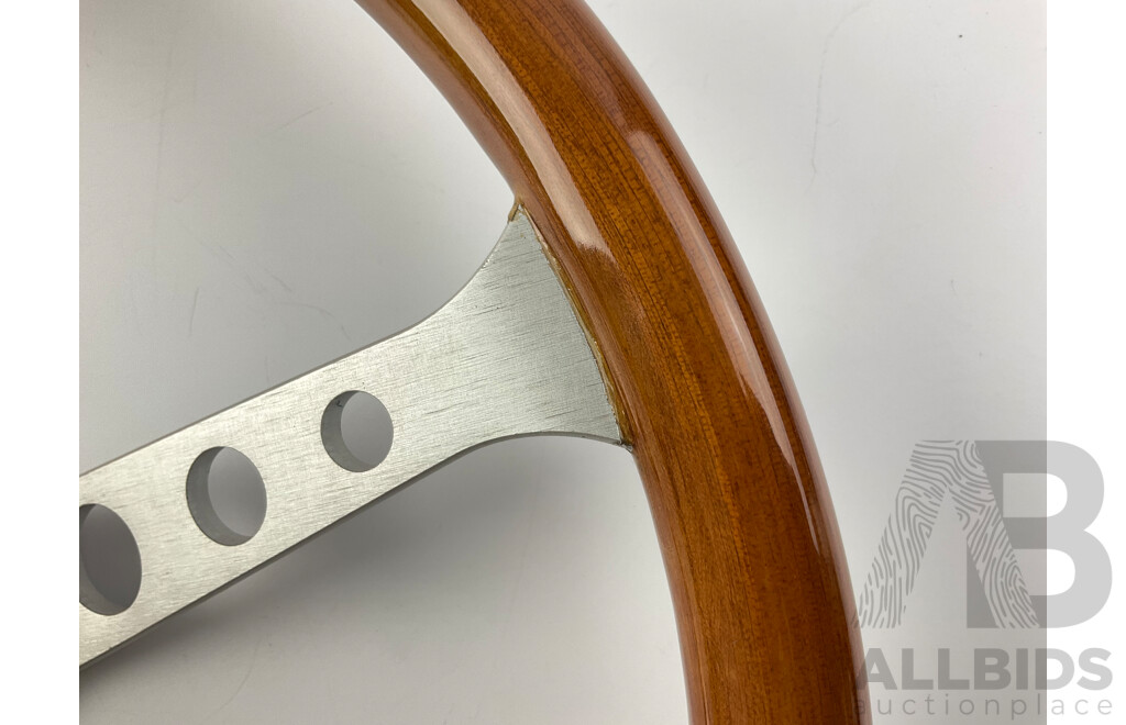 Vintage Timber and Aluminium Sports Steering Wheel