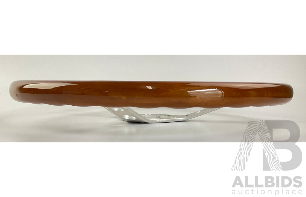 Vintage Timber and Aluminium Sports Steering Wheel