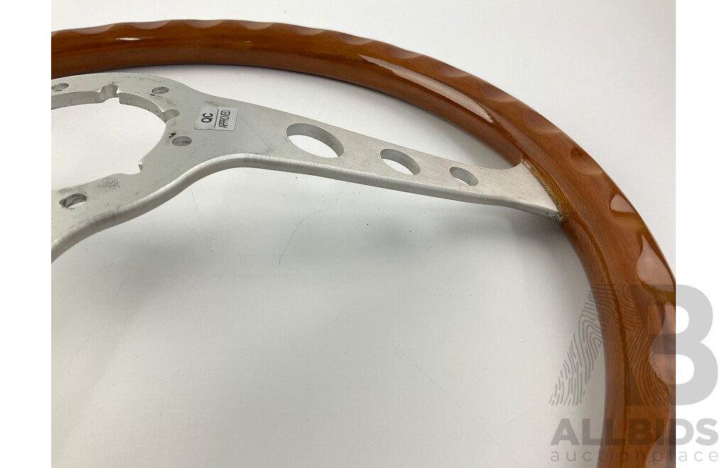 Vintage Timber and Aluminium Sports Steering Wheel