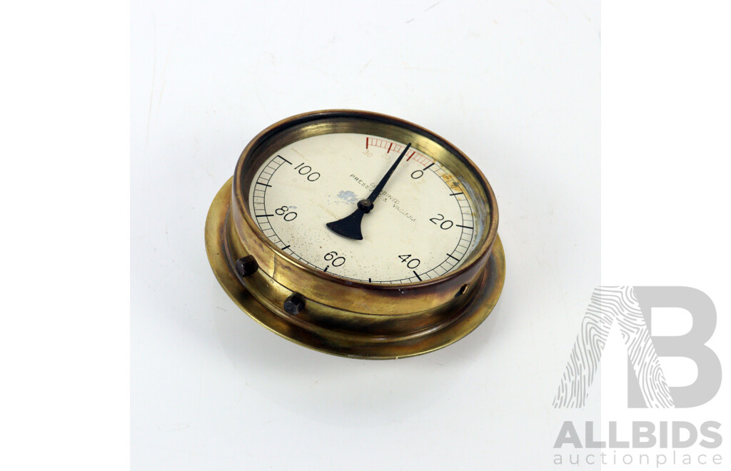 Pair of Vintage Brass Pressure Gauges