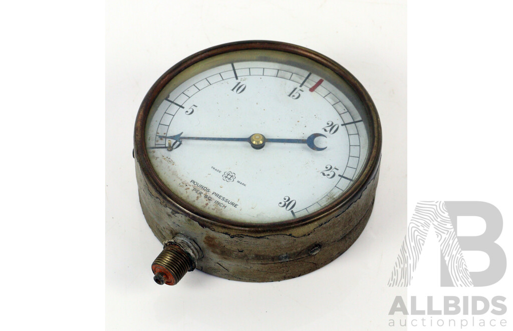 Pair of Vintage Brass Pressure Gauges