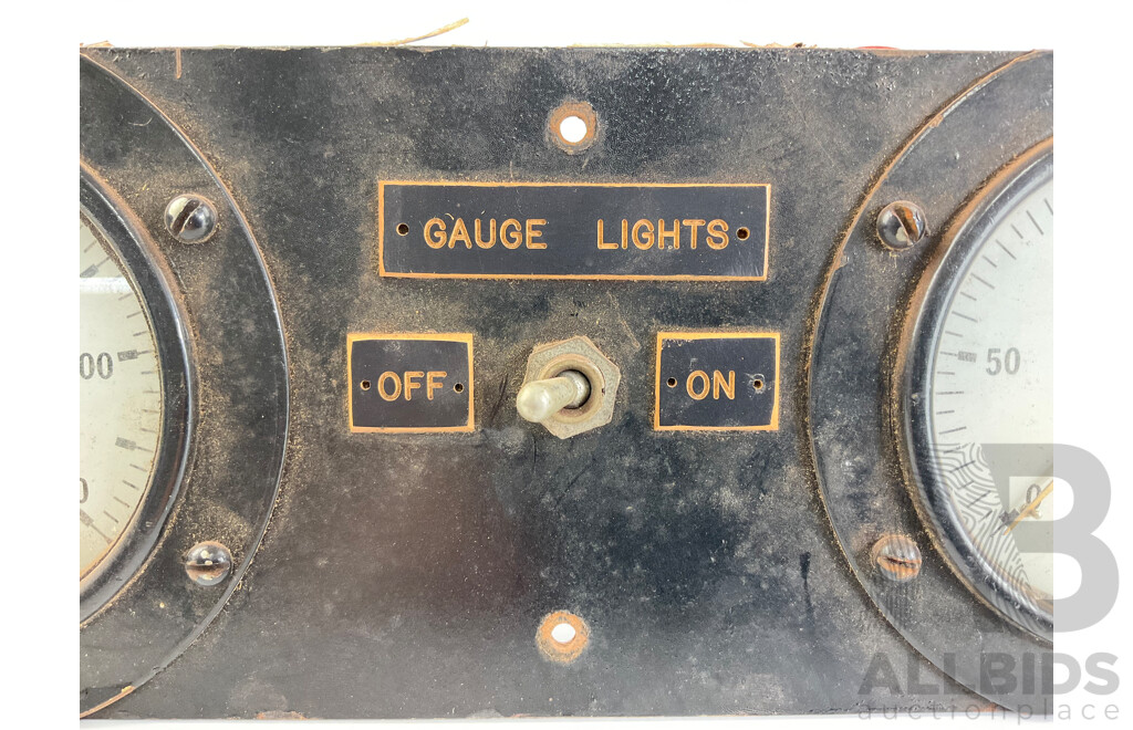 Vintage Mounted VDO Gauges, Air Boost and Lube Oil Pressure, Likely Locomotive