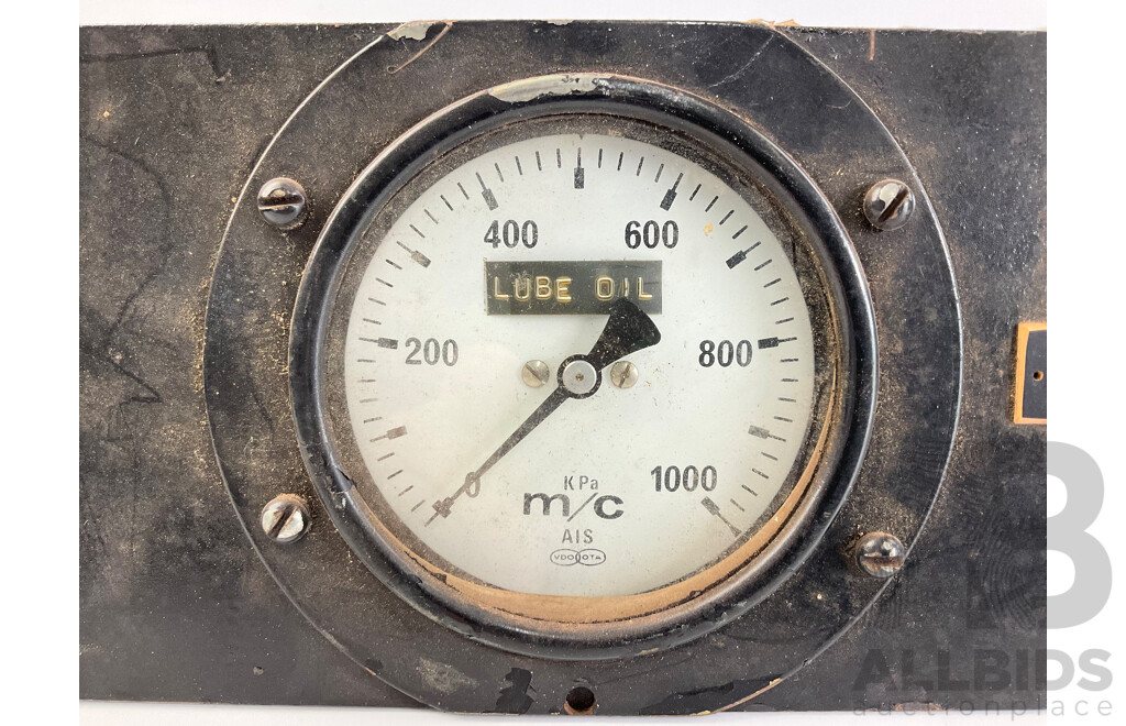 Vintage Mounted VDO Gauges, Air Boost and Lube Oil Pressure, Likely Locomotive