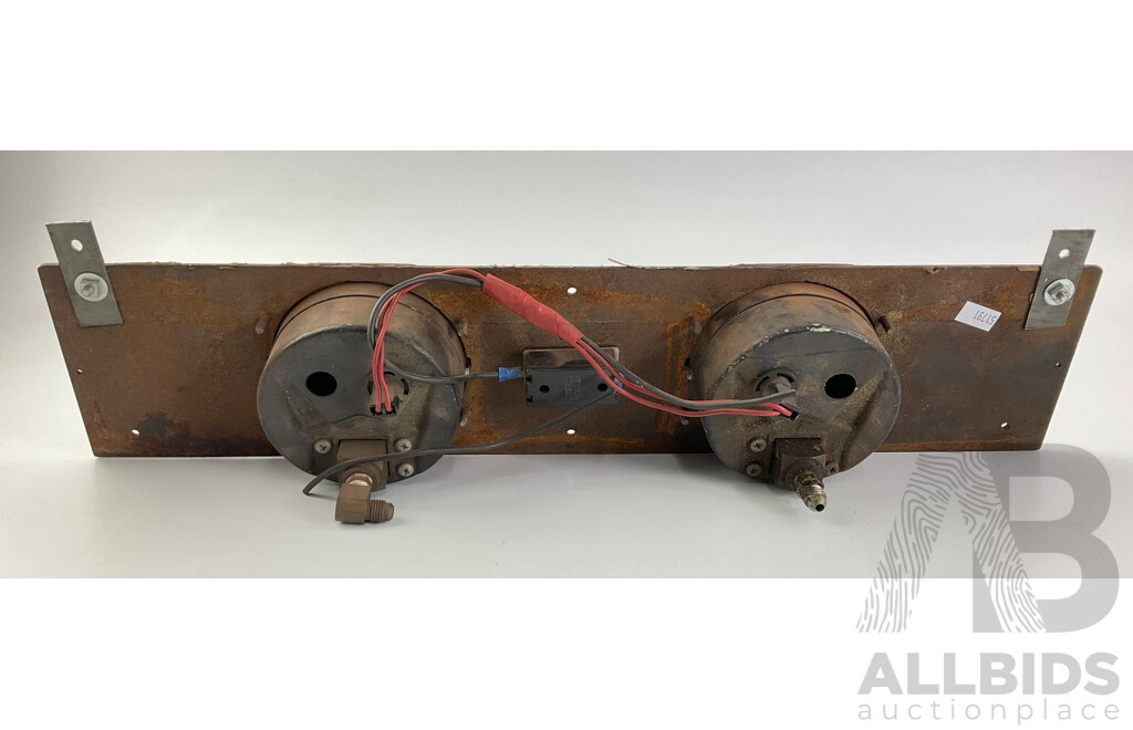 Vintage Mounted VDO Gauges, Air Boost and Lube Oil Pressure, Likely Locomotive