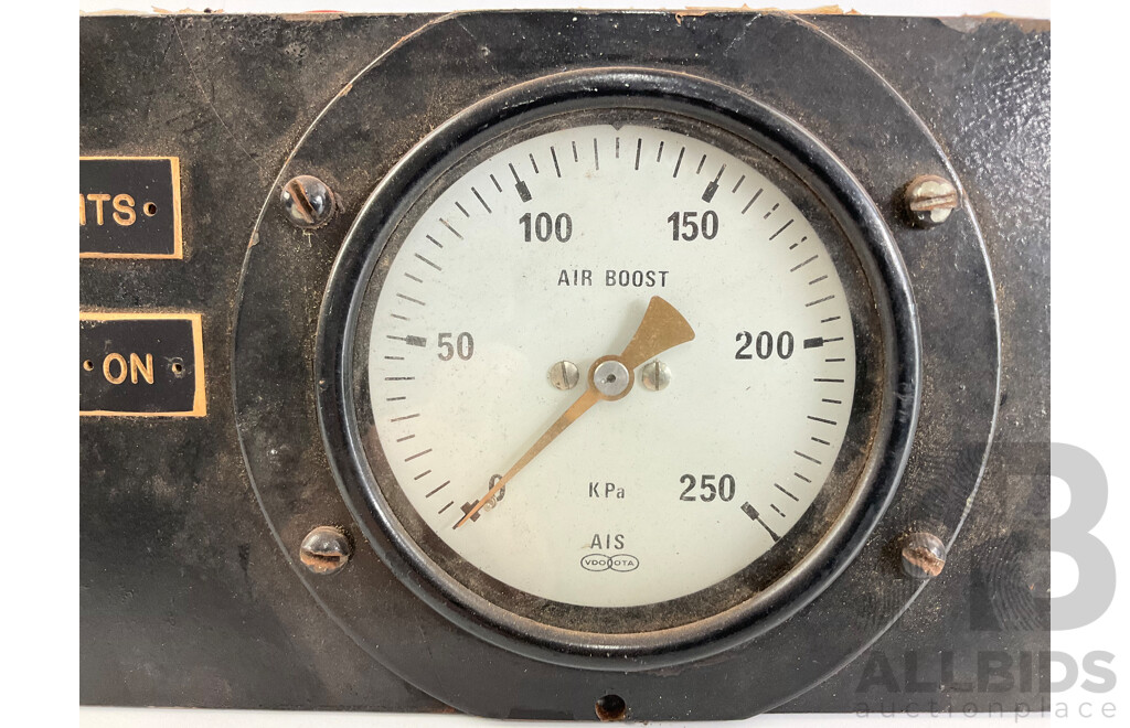 Vintage Mounted VDO Gauges, Air Boost and Lube Oil Pressure, Likely Locomotive