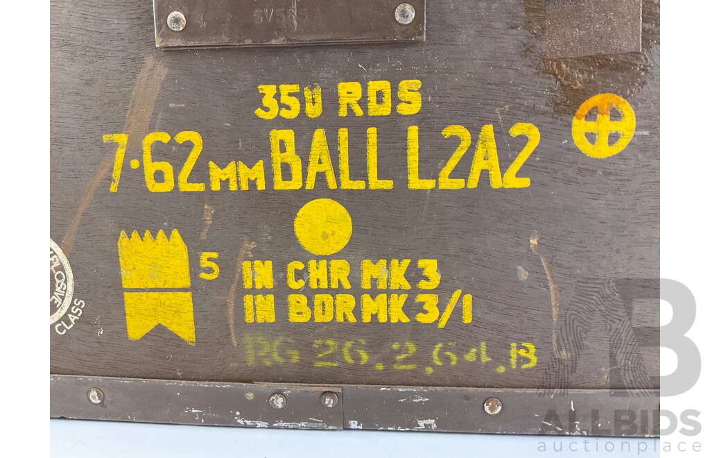 Vintage Government Explosive 7.62 Caliber, 350 Rounds Timber Ammunition Box