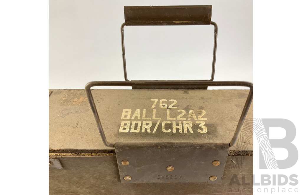 Vintage Government Explosive 7.62 Caliber, 350 Rounds Timber Ammunition Box