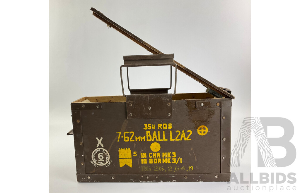 Vintage Government Explosive 7.62 Caliber, 350 Rounds Timber Ammunition Box
