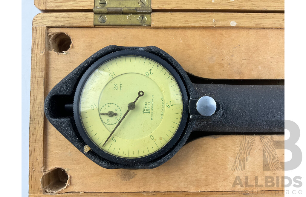 Vintage John Bull Small Bore Gauge in Original Case 1.35 - 2 Inch, Made in England