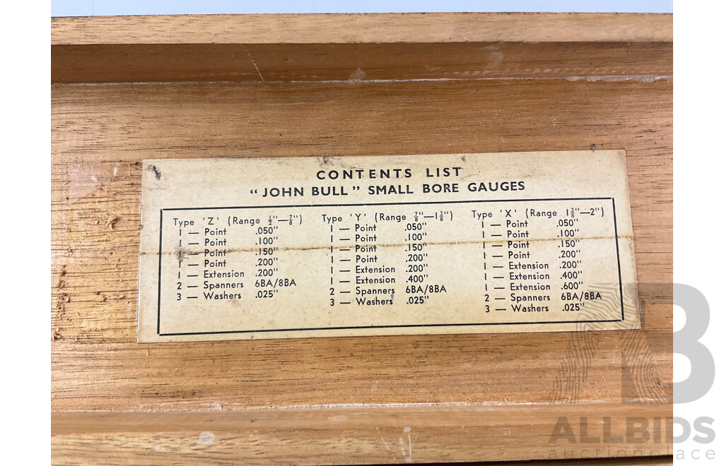 Vintage John Bull Small Bore Gauge in Original Case 1.35 - 2 Inch, Made in England