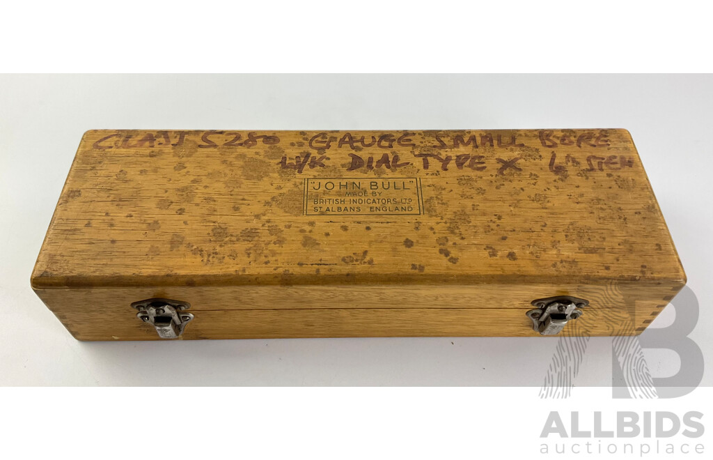 Vintage John Bull Small Bore Gauge in Original Case 1.35 - 2 Inch, Made in England