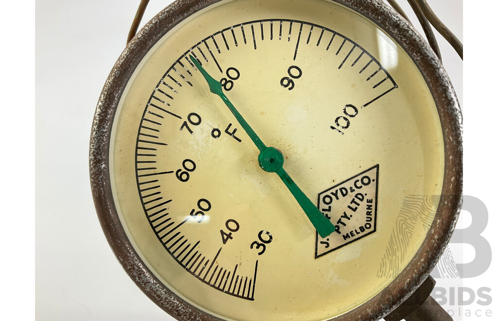 Vintage J.A Floyd & Co Fahrenheit Temperature Gauge and Probe, Made in Australia