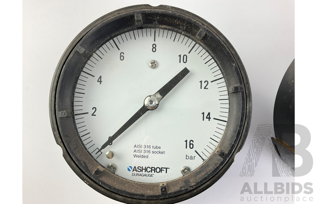 Vintage Gauges Including H.P Rotor Differential Expansion, Pressure PSI/Bar and Ashcroft Duragauge Bar