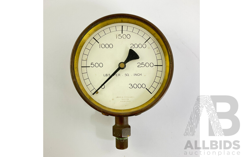 Ex Royal Australian Air Force Lewis & Fitzgibon PSI Gauge, Made in Australia