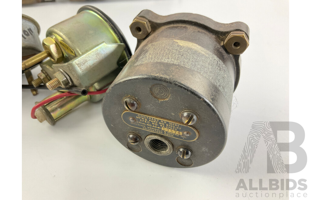 Vintage Automotive Gauges Including VDO Instrument Cluster, Tacho, Speedo, Fuel, Amps, Idiot Lights, Smiths and Schneider Vacuum