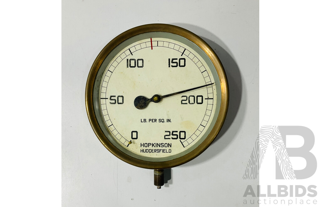 Two Vintage Brass Pressure Gauges Including Hopkinson Huddersfield, Likely Locomotive