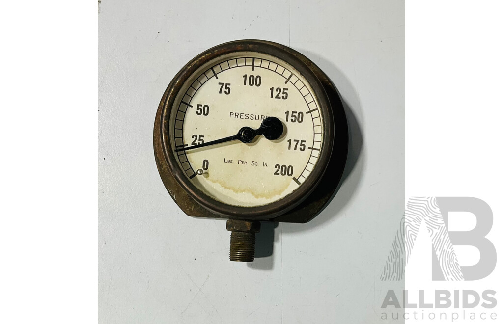 Two Vintage Brass Pressure Gauges Including Hopkinson Huddersfield, Likely Locomotive